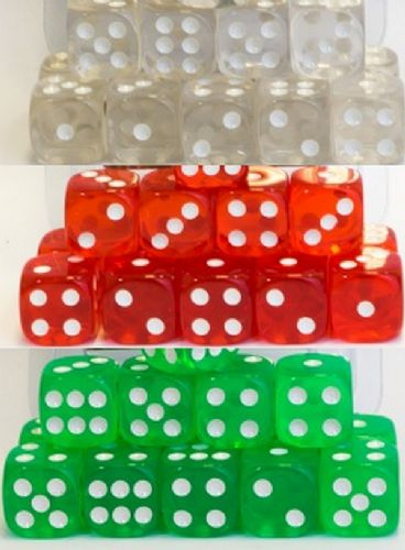 16mm Transparent Spot six sided dice D6